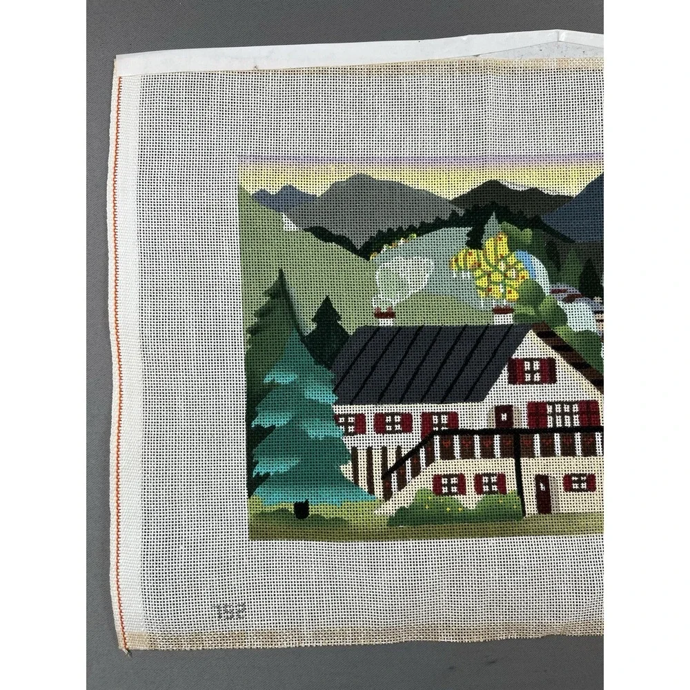 Dede Handpainted Needlepoint Canvas  Countryside Village England Landscape